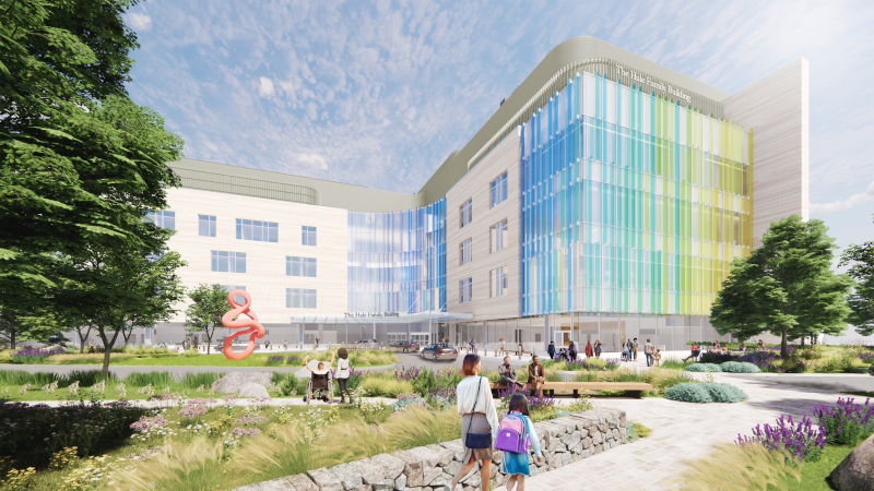 Rendering of new building at Franciscan Children's Hospital campus