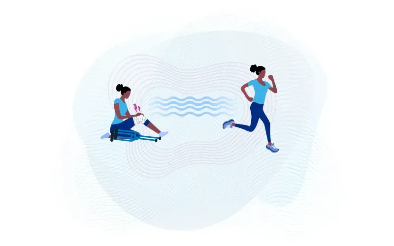 Illustration of runner stretching and then running