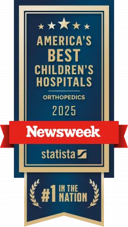 Orthopedics Newsweek badge for America's Best Children's Hospital.