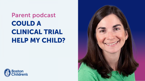 Thumbnail with title: "Could a clinical trial help my child" and photo of the featured provider